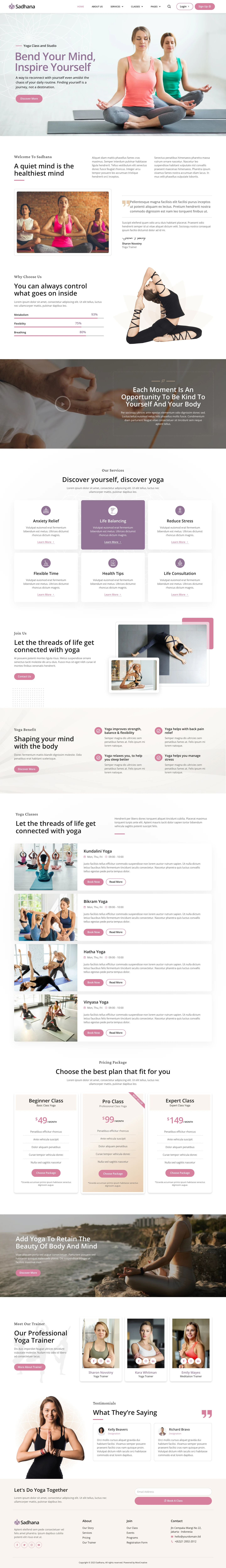 Mẫu website trung tâm yoga – Sadhana