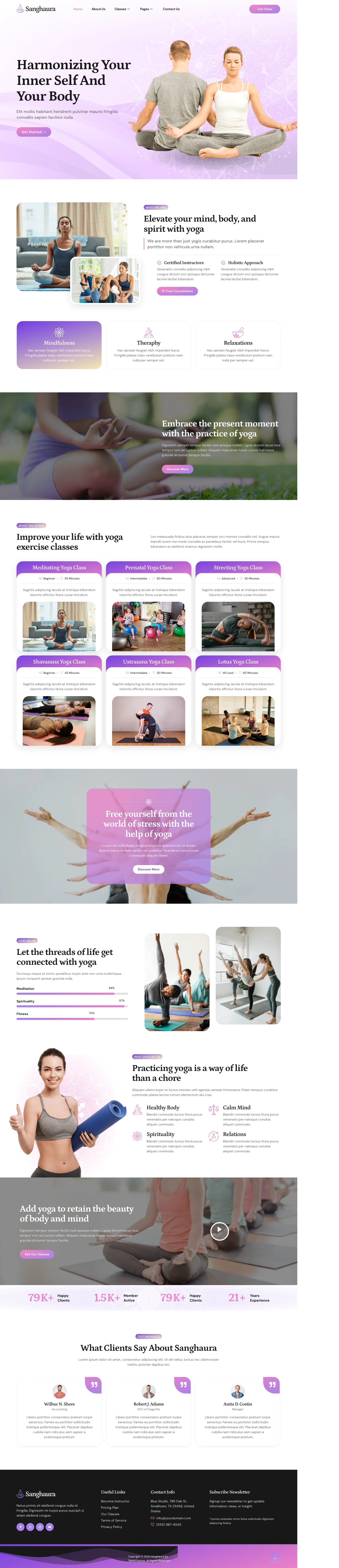 Mẫu website trung tâm yoga – Sanghaura
