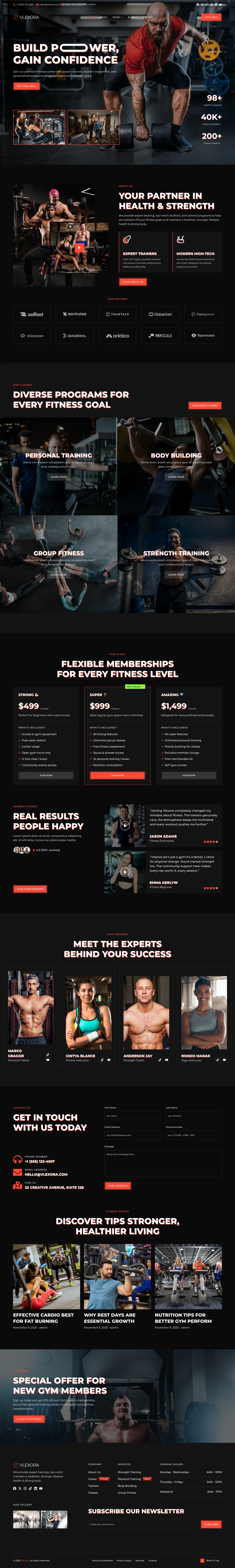 Mẫu website phòng gym – Vlexora