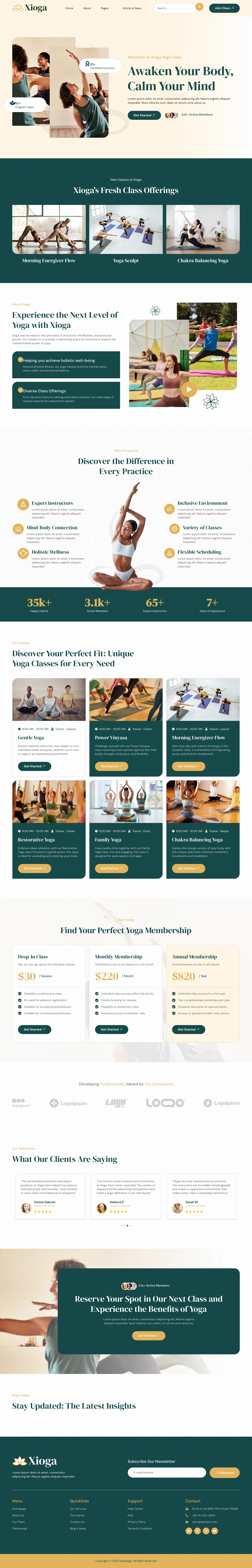 Mẫu website trung tâm yoga – Xioga