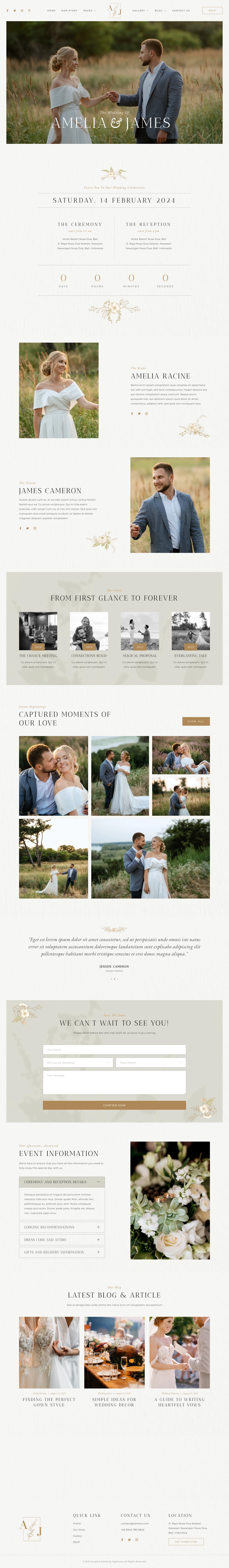 Mẫu website tiệc cưới – Amelia & James