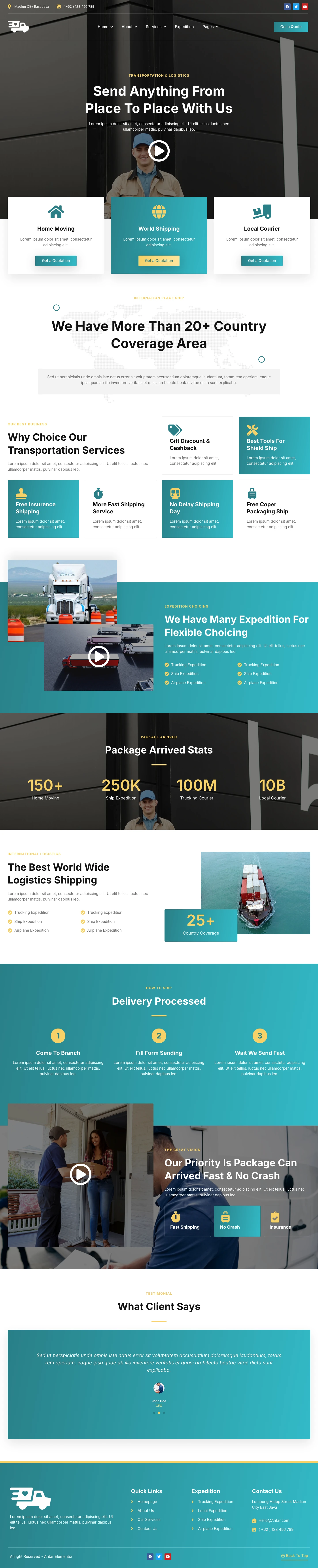 Mẫu website vận tải – Antar