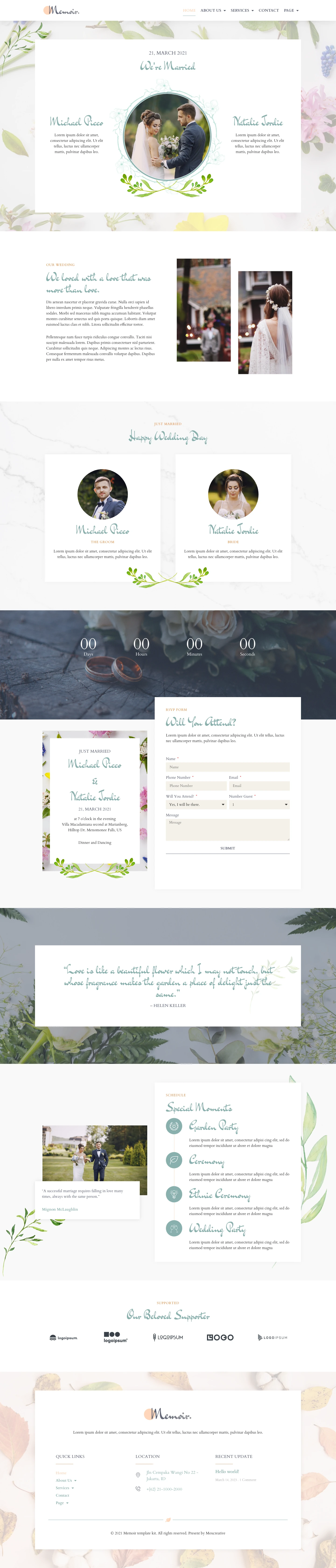 Mẫu website tiệc cưới – Memoir