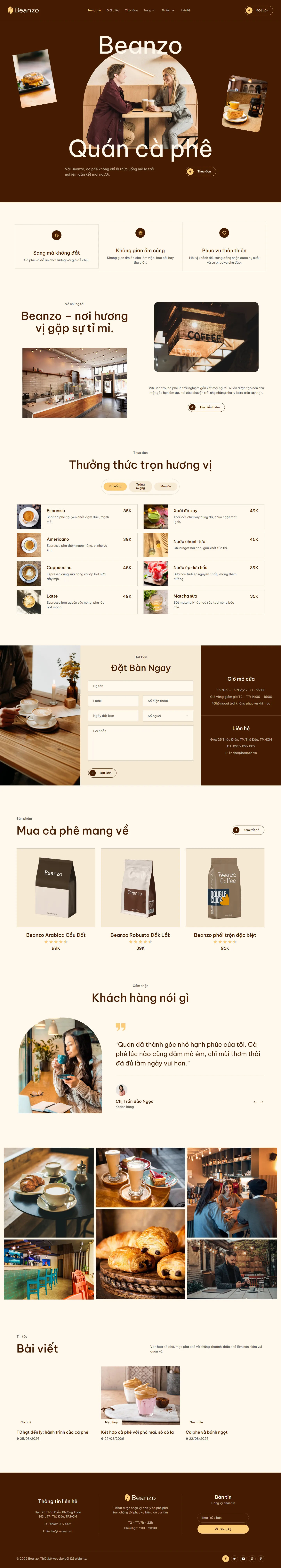 Cafe Website Template – Beanzo
