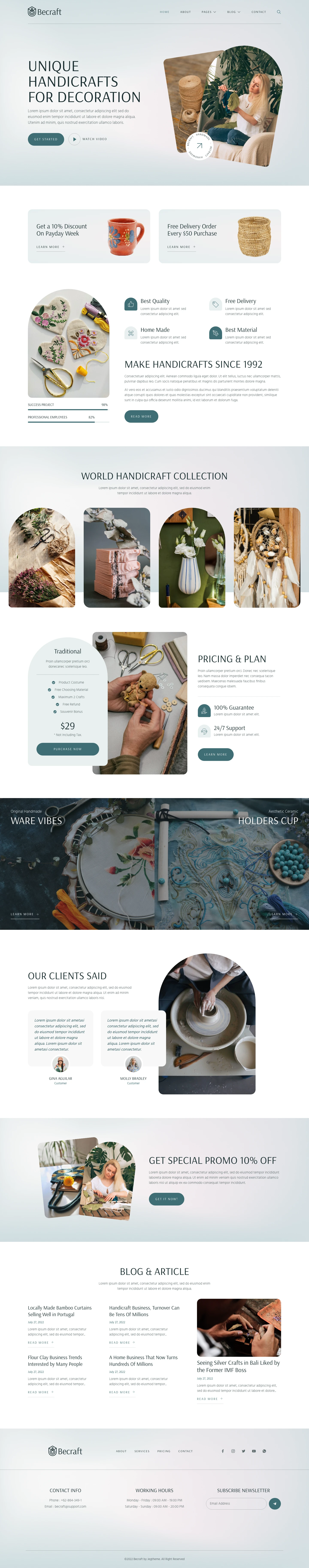 Mẫu website thủ công mỹ nghệ – Becraft