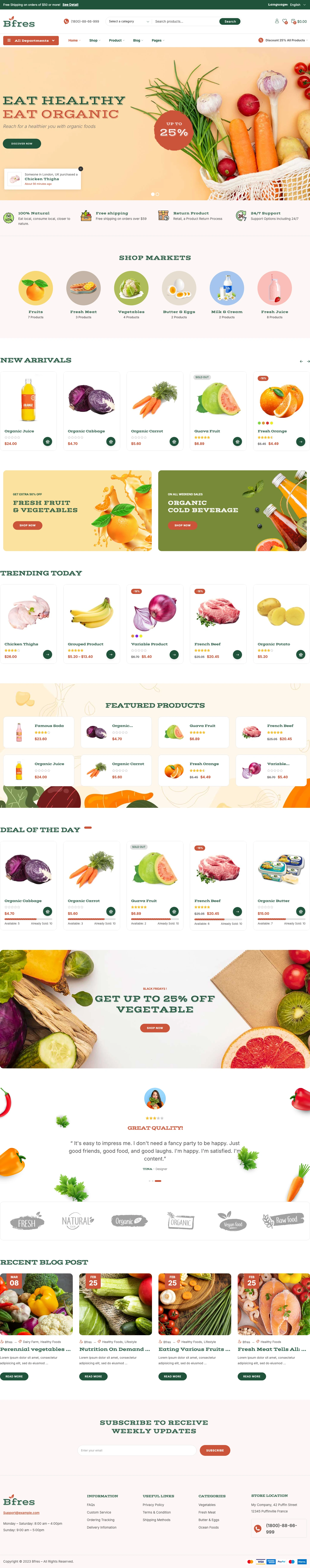 Mẫu website thực phẩm hữu cơ – Bfres