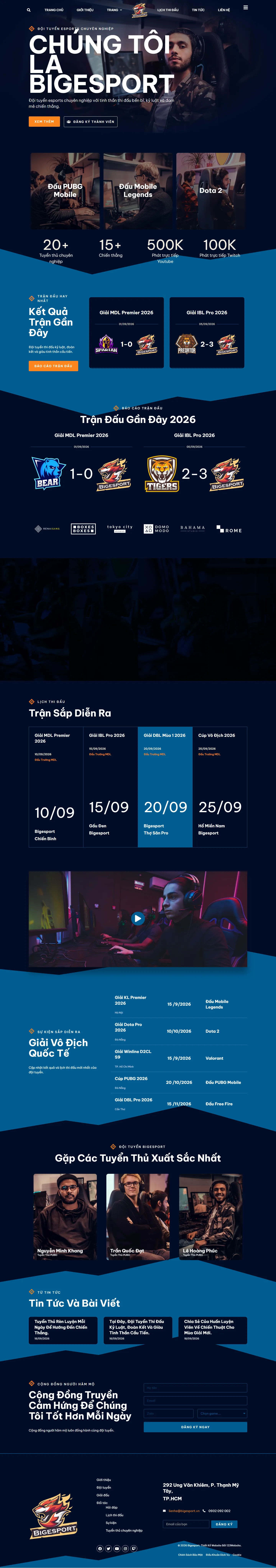 Mẫu website giới thiệu game – esports – Bigesport
