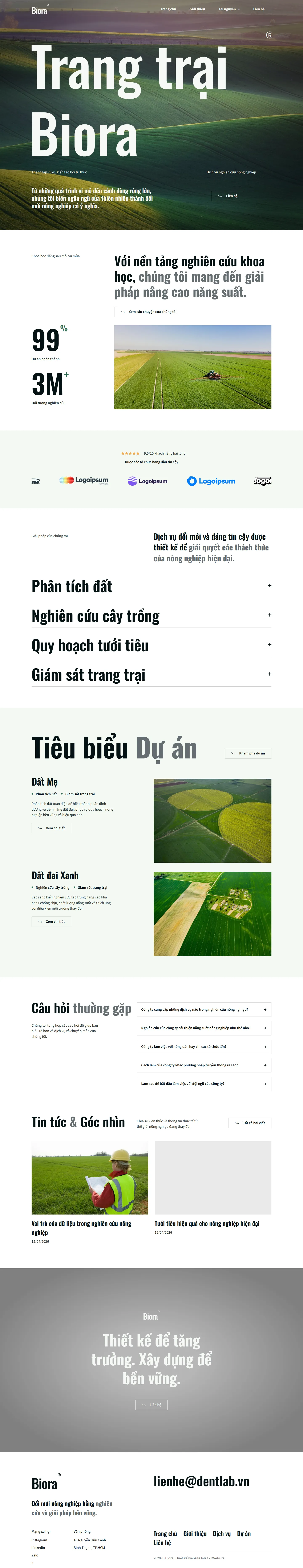 Mẫu website phân bón – Biora (bố cục nông nghiệp)
