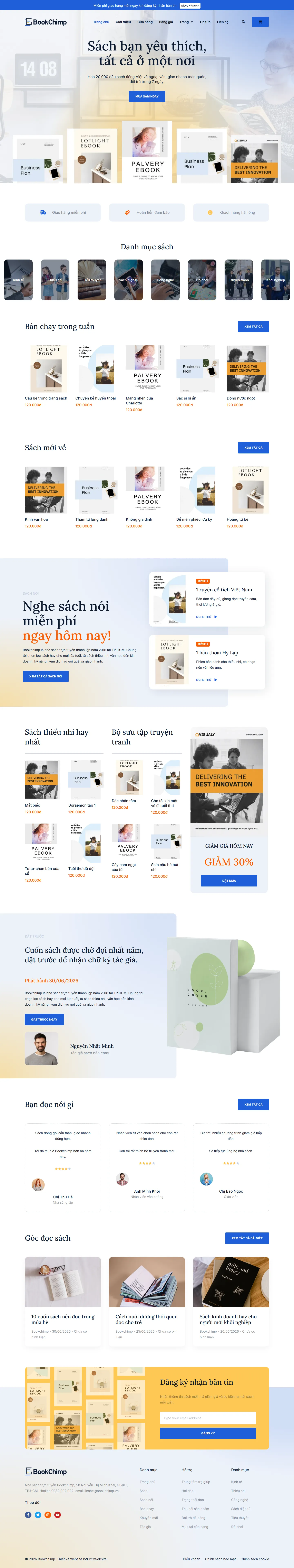 Mẫu website bán sách – Bookchimp
