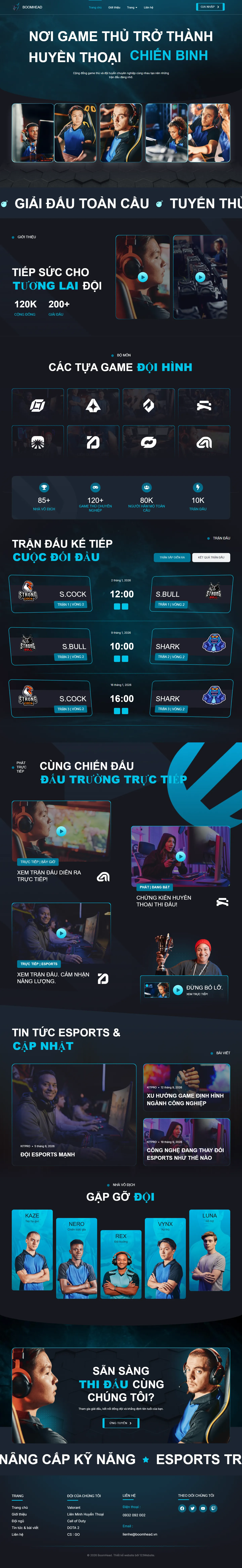 Mẫu website giới thiệu game – esports – BoomHead