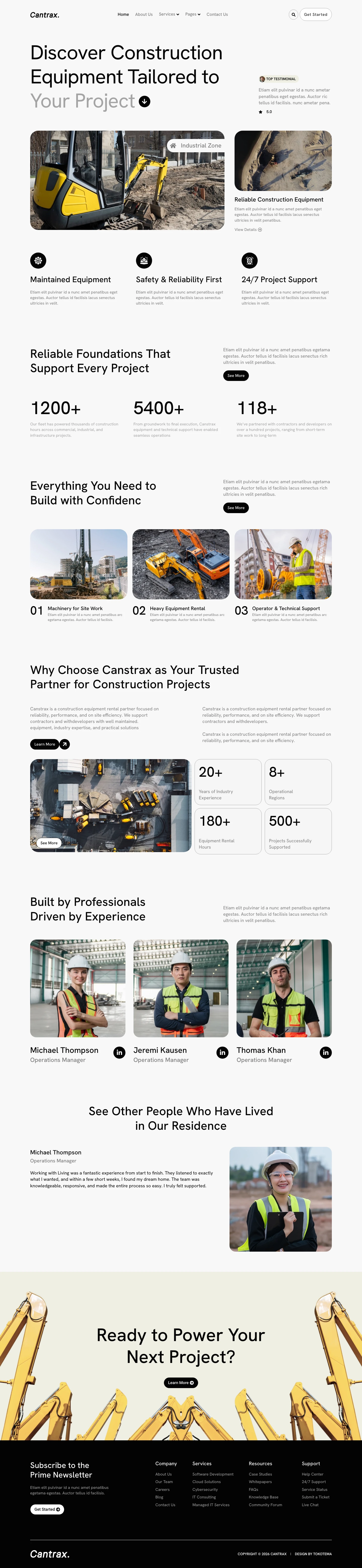 Mẫu website cho thuê máy công trình – Canstrax