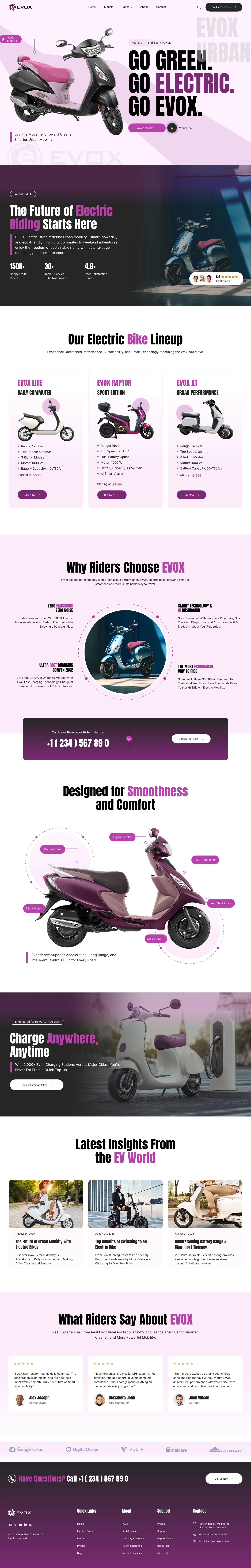Mẫu website xe điện – xe đạp điện – Evox
