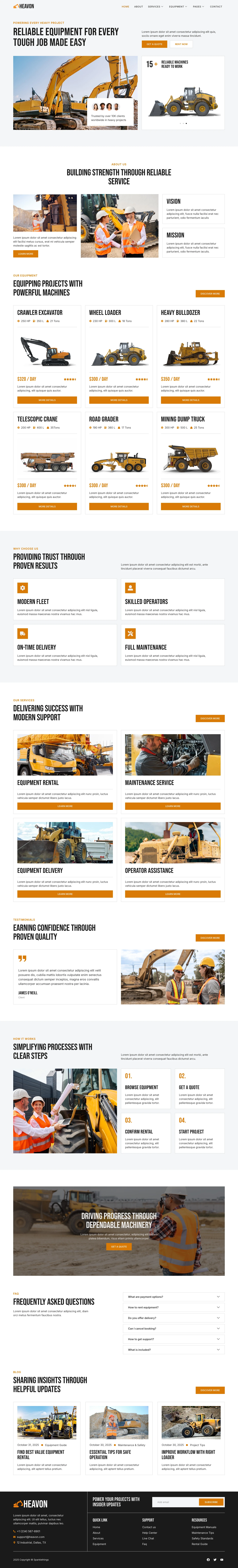 Mẫu website cho thuê máy công trình – Heavon