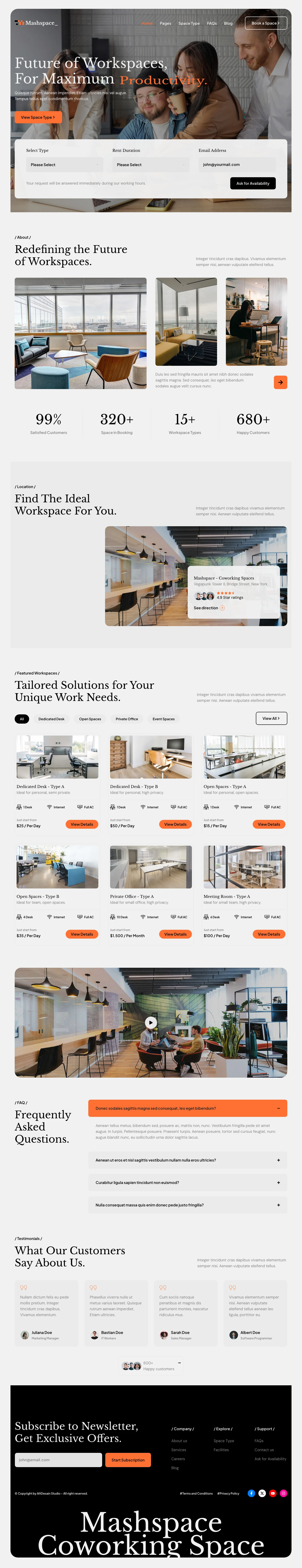 Mẫu website văn phòng cho thuê – coworking – Mashspace