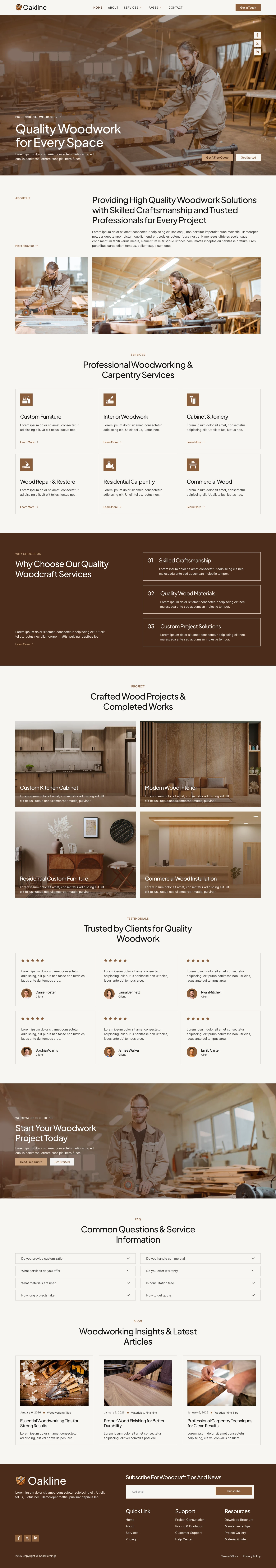 Mẫu website xưởng gỗ – đồ gỗ – Oakline