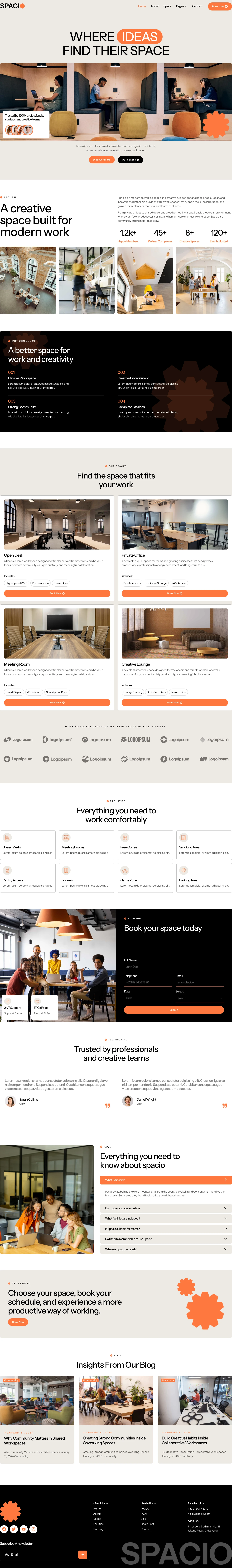 Mẫu website văn phòng cho thuê – coworking – Spacio