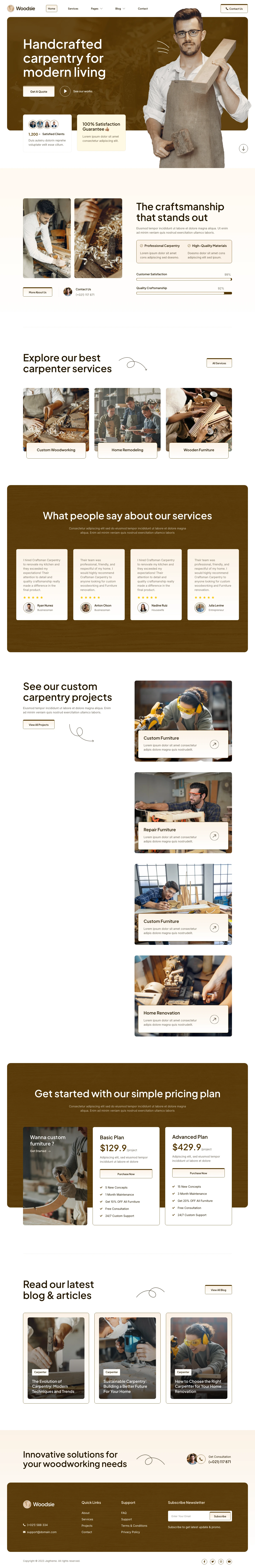 Mẫu website xưởng gỗ – đồ gỗ – Woodsie