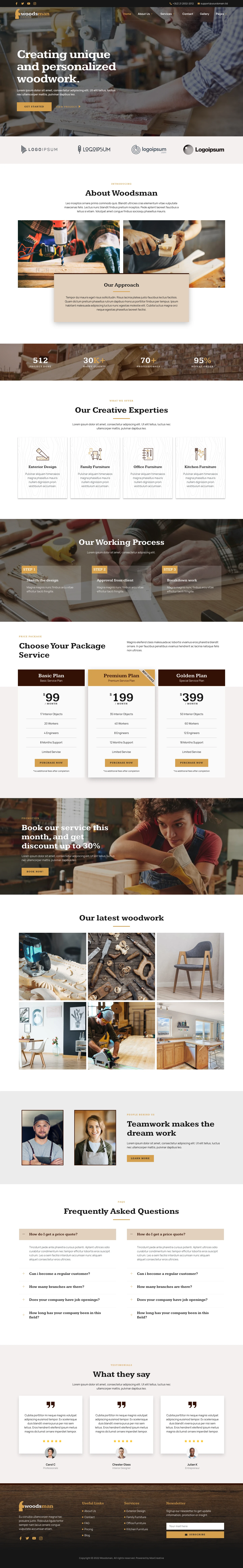 Mẫu website xưởng gỗ – đồ gỗ – Woodsman