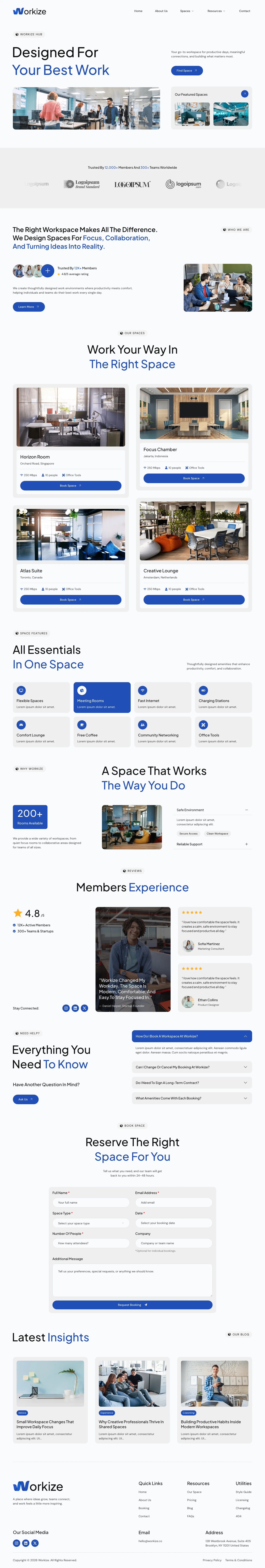 Mẫu website văn phòng cho thuê – coworking – Workize