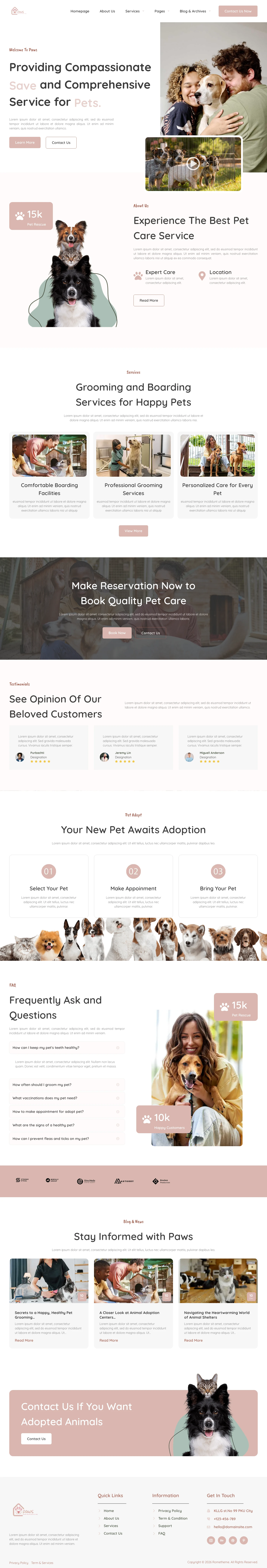 Mẫu website thú cưng – Paws