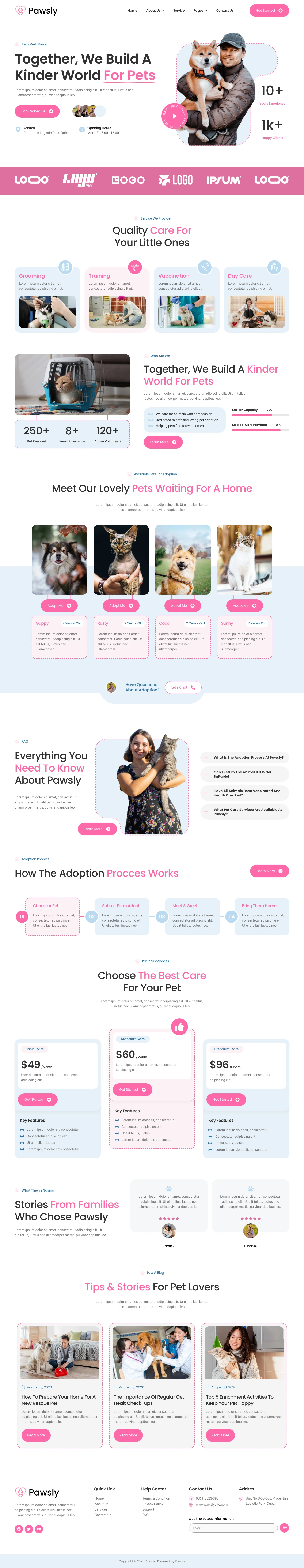 Mẫu website thú cưng – Pawsly