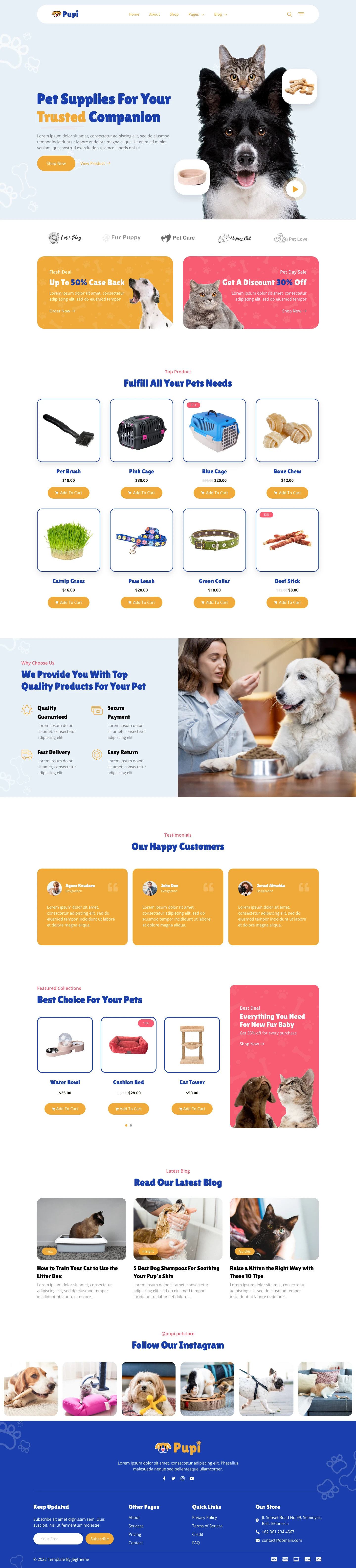 Mẫu website thú cưng – Pupi