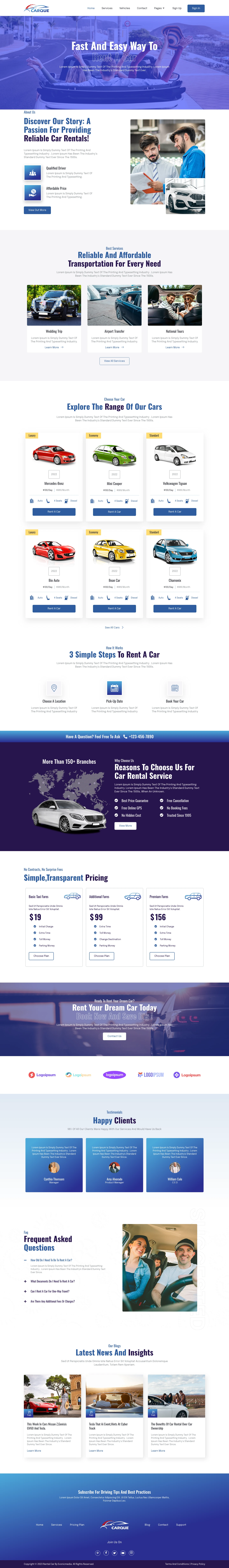 Mẫu website cho thuê xe – Carque