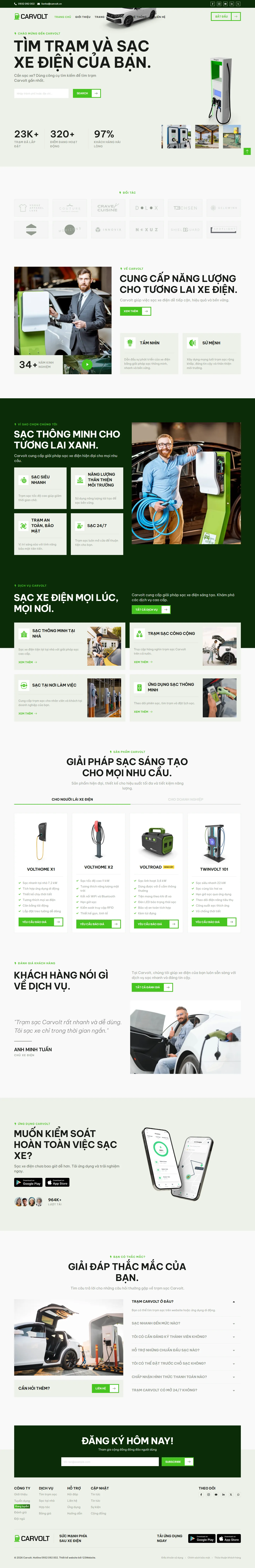 Mẫu website xe điện – trạm sạc – Carvolt