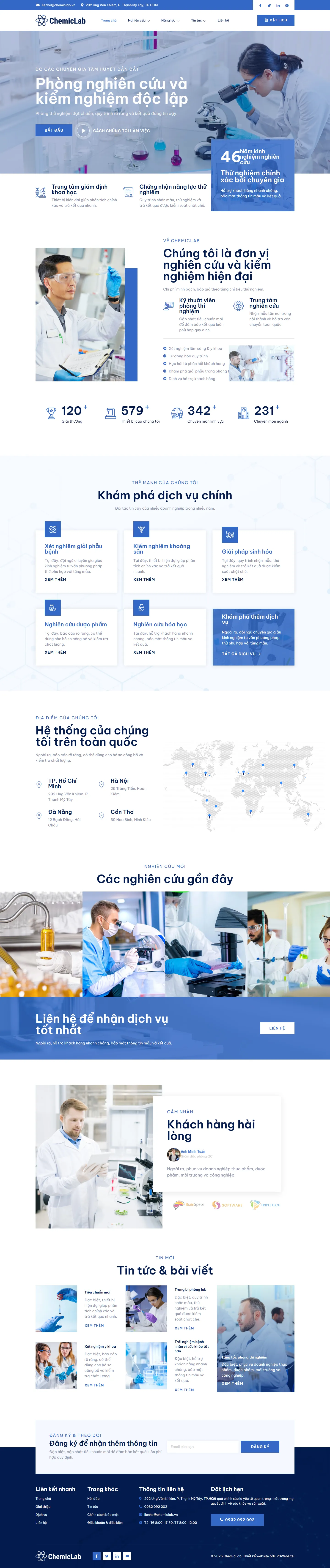 Mẫu website hóa chất và kiểm nghiệm – ChemicLab