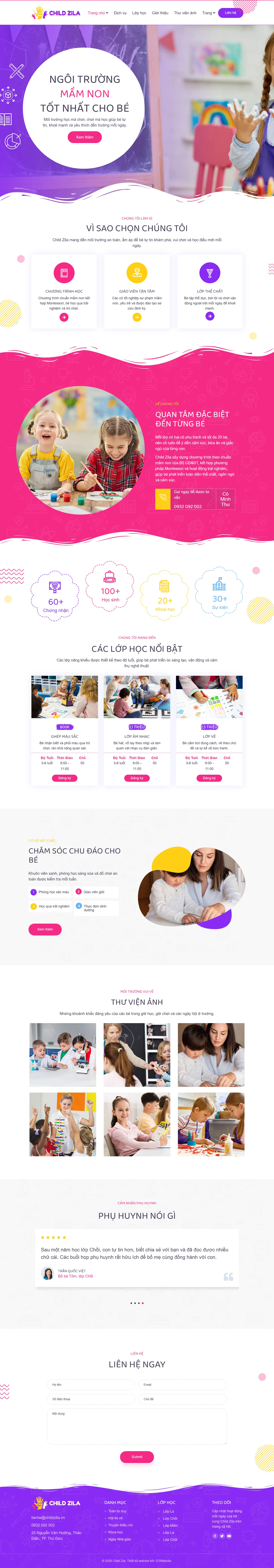 Mẫu website trường mẫu giáo – ChildZilla