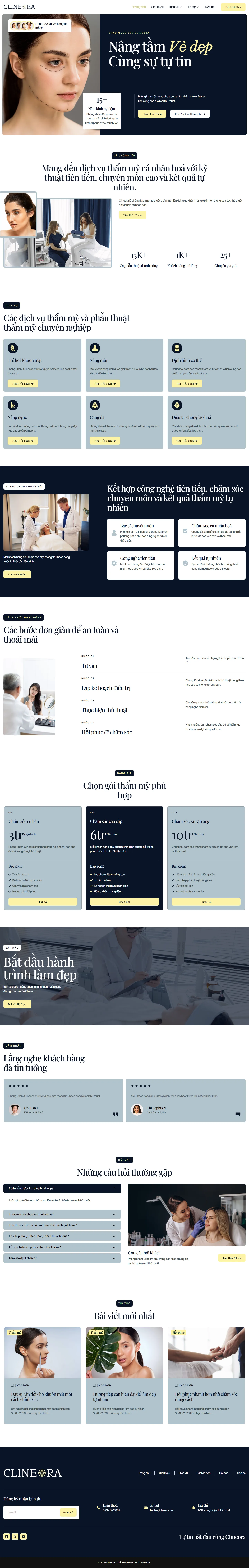 Mẫu website thẩm mỹ da liễu – Clineora