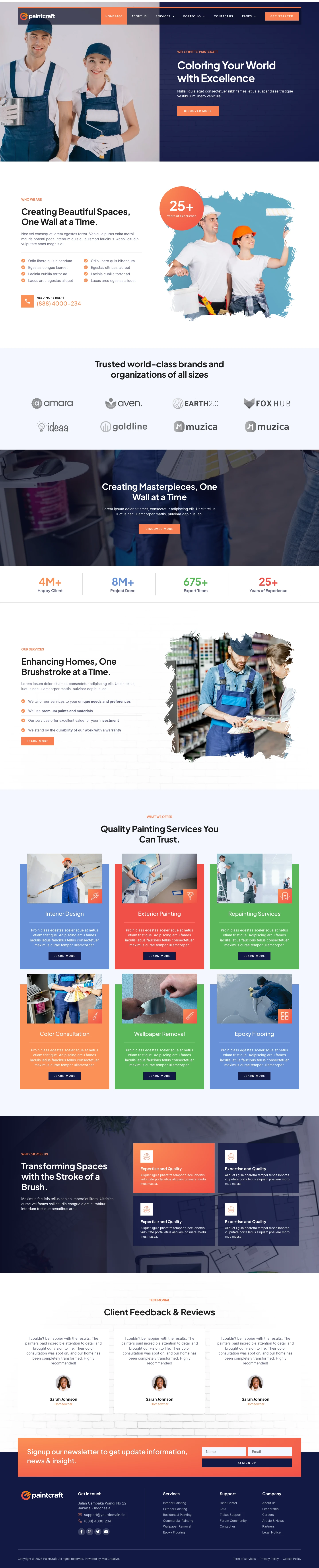 Mẫu website thi công sơn – PaintCraft