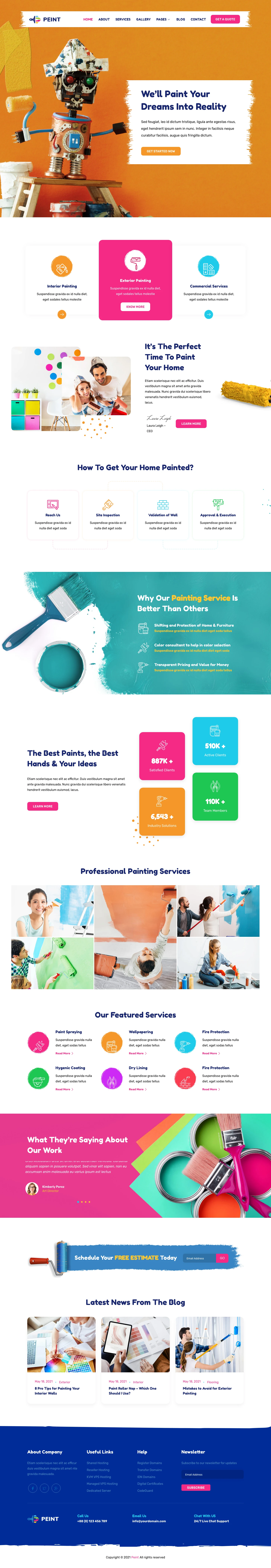 Mẫu website thi công sơn – Peint