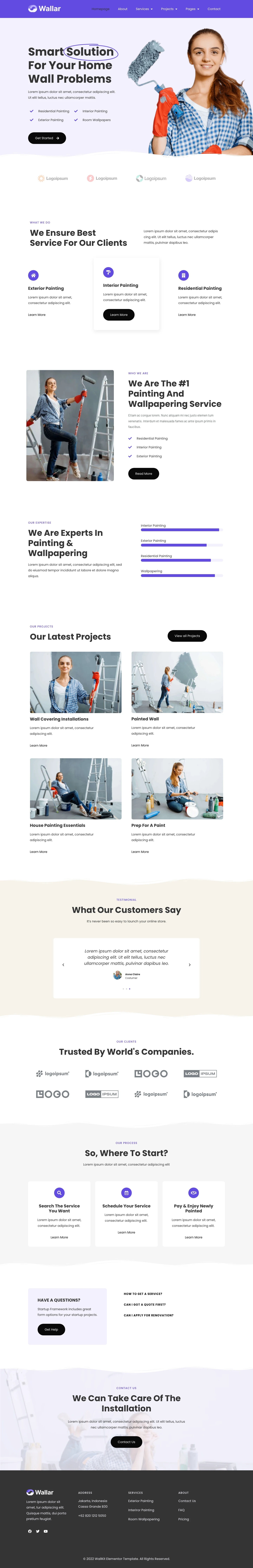 Mẫu website thi công sơn – Wallar