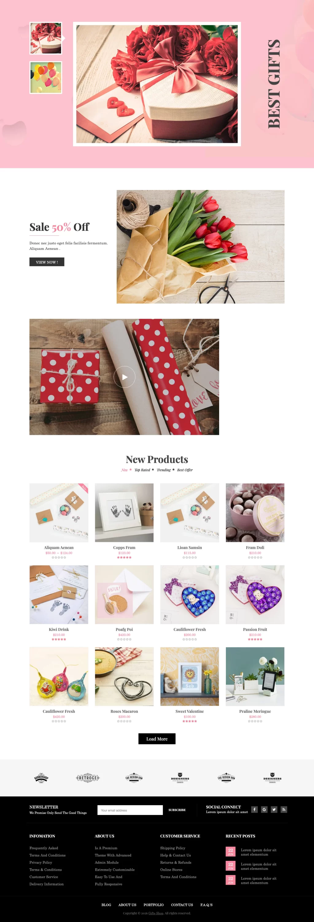 Mẫu website văn phòng phẩm – Gifts Shop Smart – Thiệp và giấy gói quà