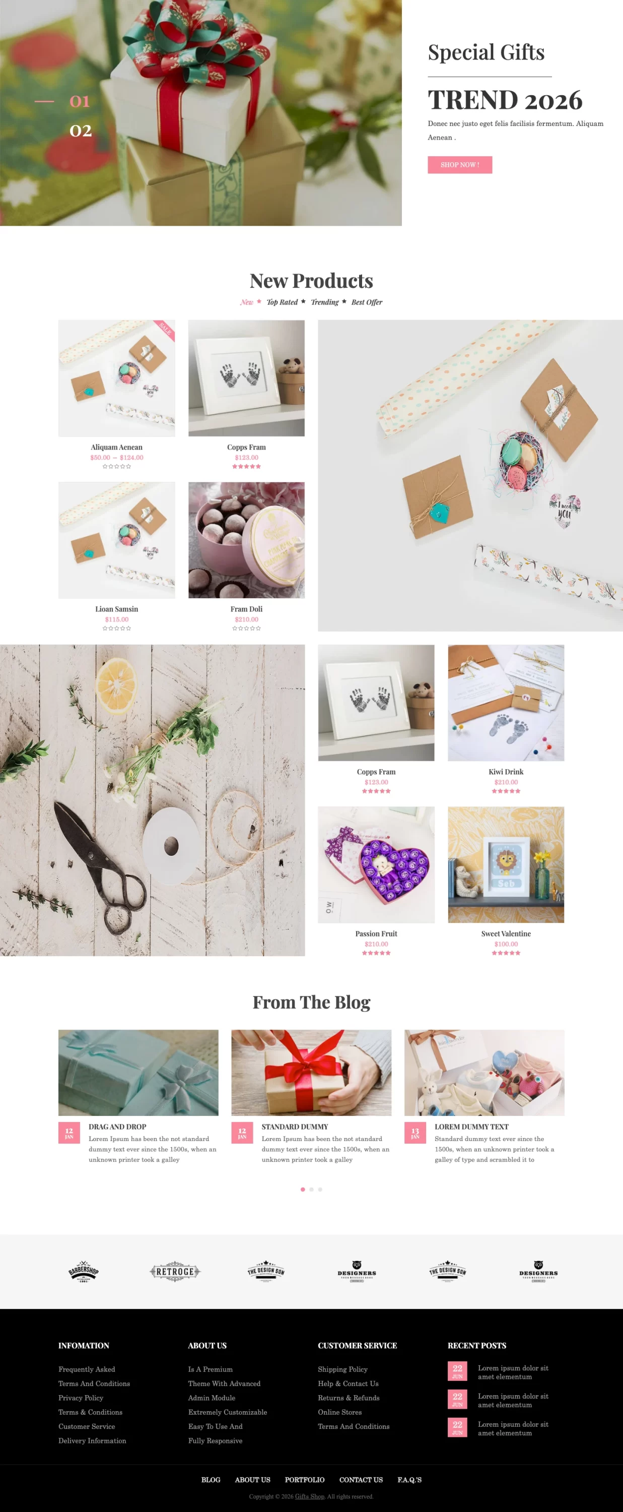 Mẫu website văn phòng phẩm – Gifts Shop Special – Giấy gói quà và dụng cụ thủ công
