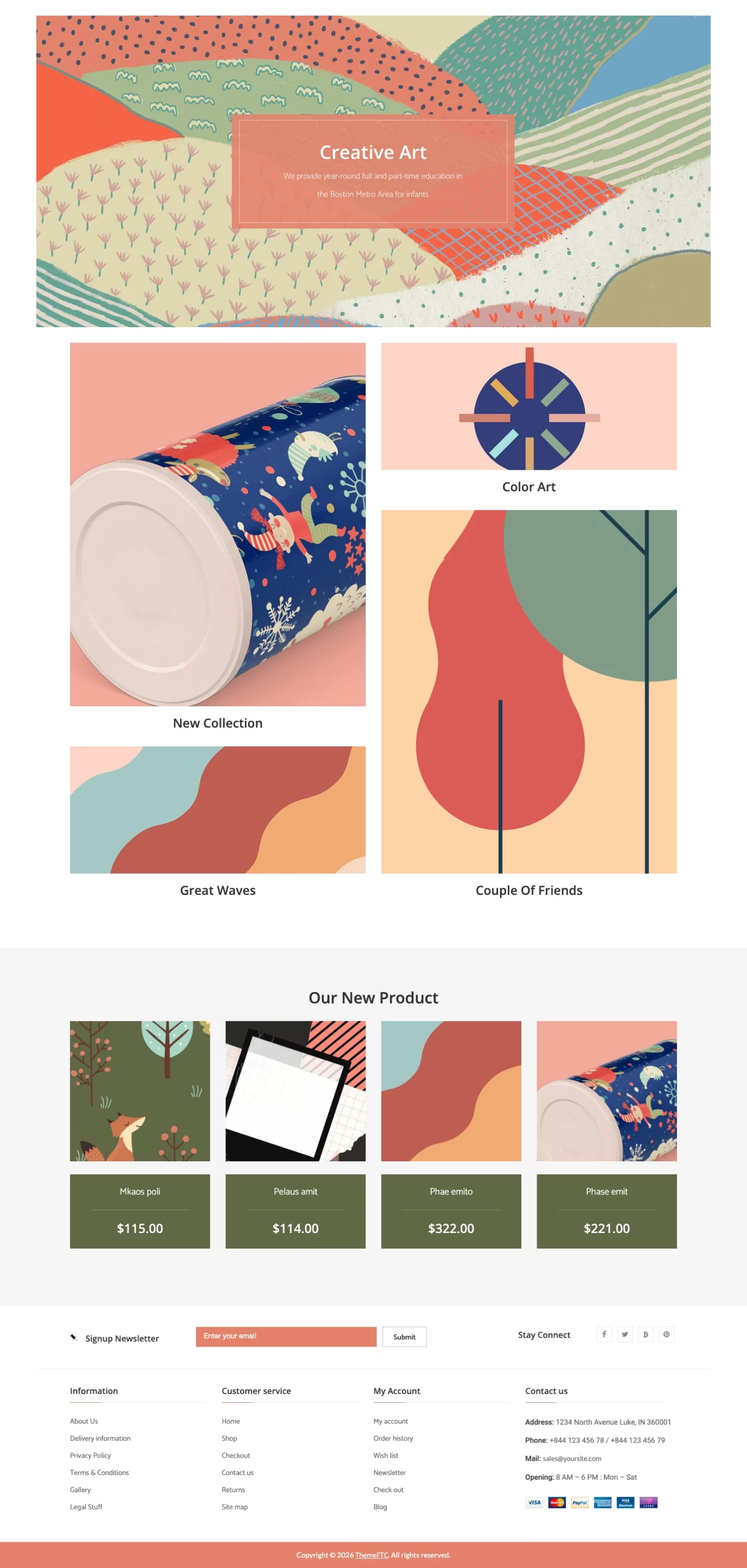 Mẫu website văn phòng phẩm – Gifts Shop Creative Art – Giấy trang trí
