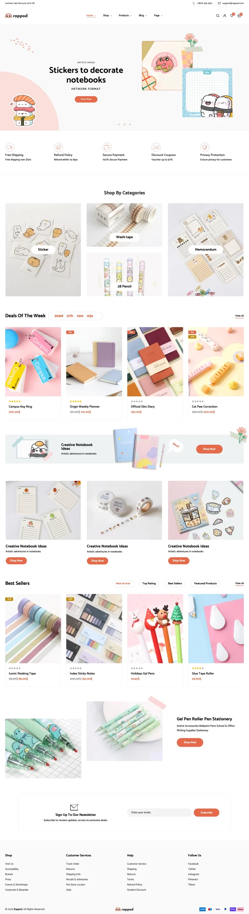 Mẫu website văn phòng phẩm – Rappod Home 01