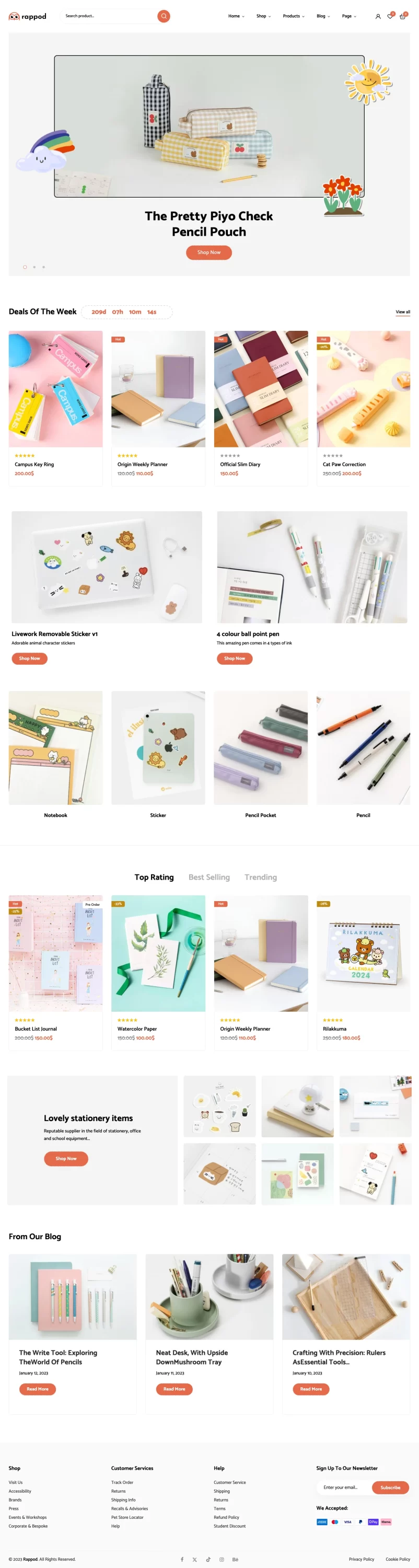 Mẫu website văn phòng phẩm – Rappod Home 02