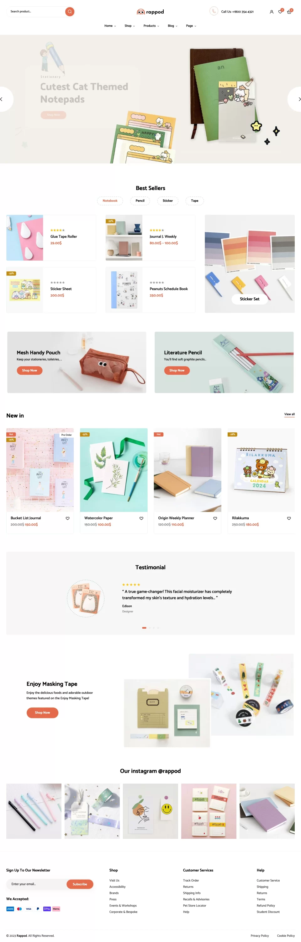 Mẫu website văn phòng phẩm – Rappod Home 03