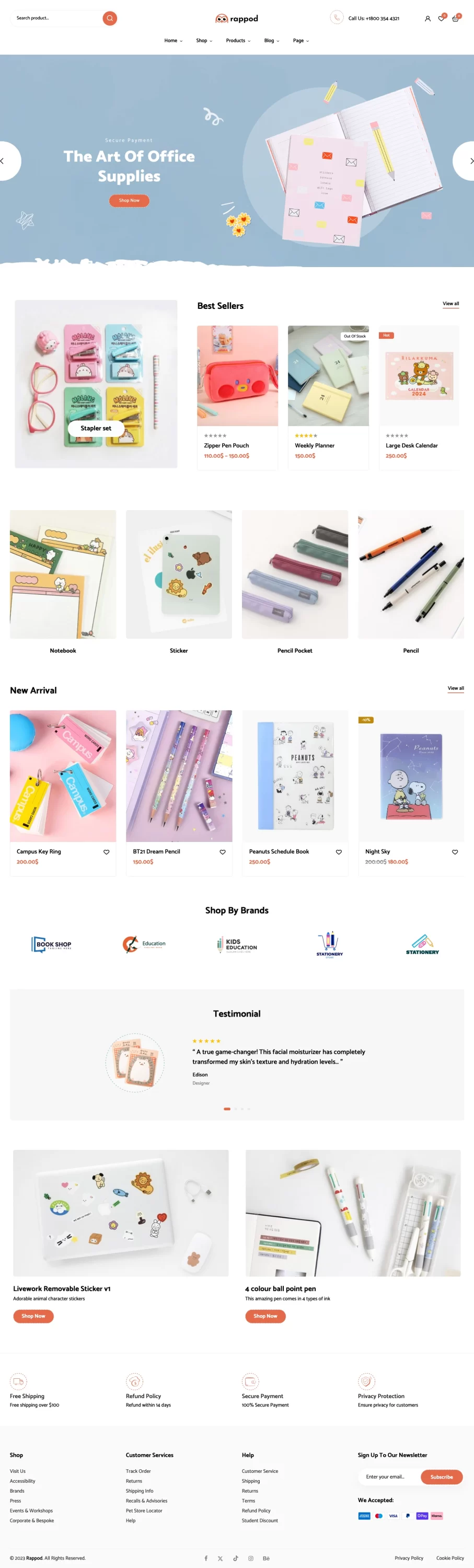 Mẫu website văn phòng phẩm – Rappod Home 07