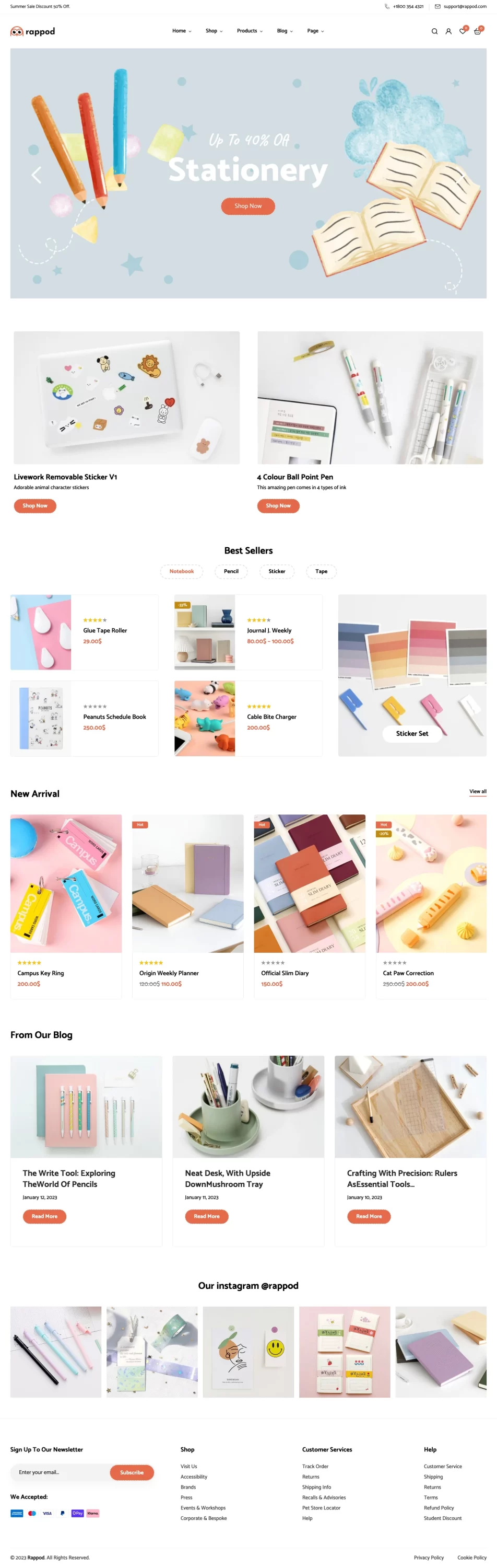 Mẫu website văn phòng phẩm – Rappod Home 08