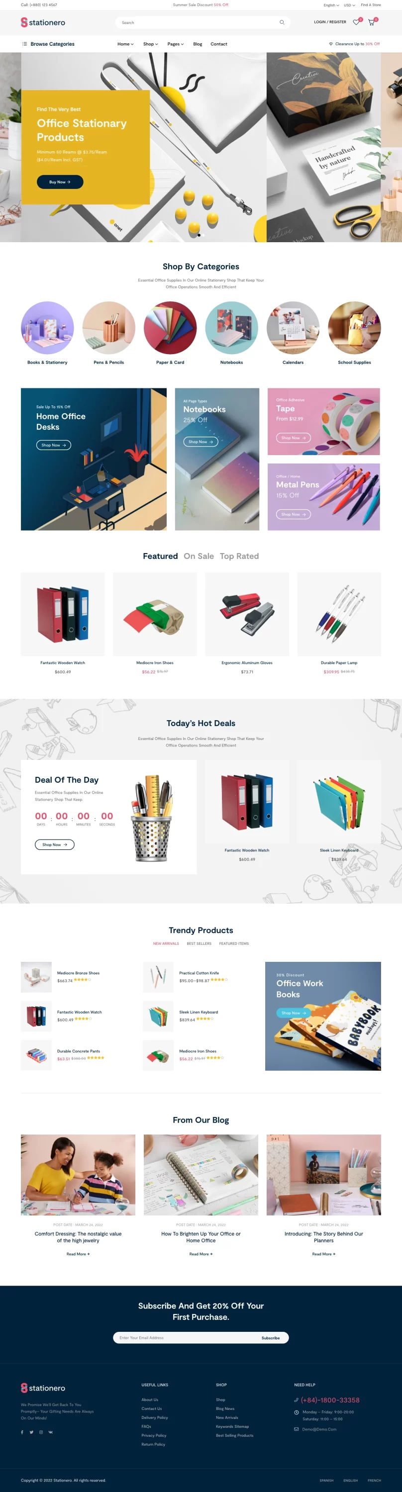 Mẫu website văn phòng phẩm – Stationero Home 04