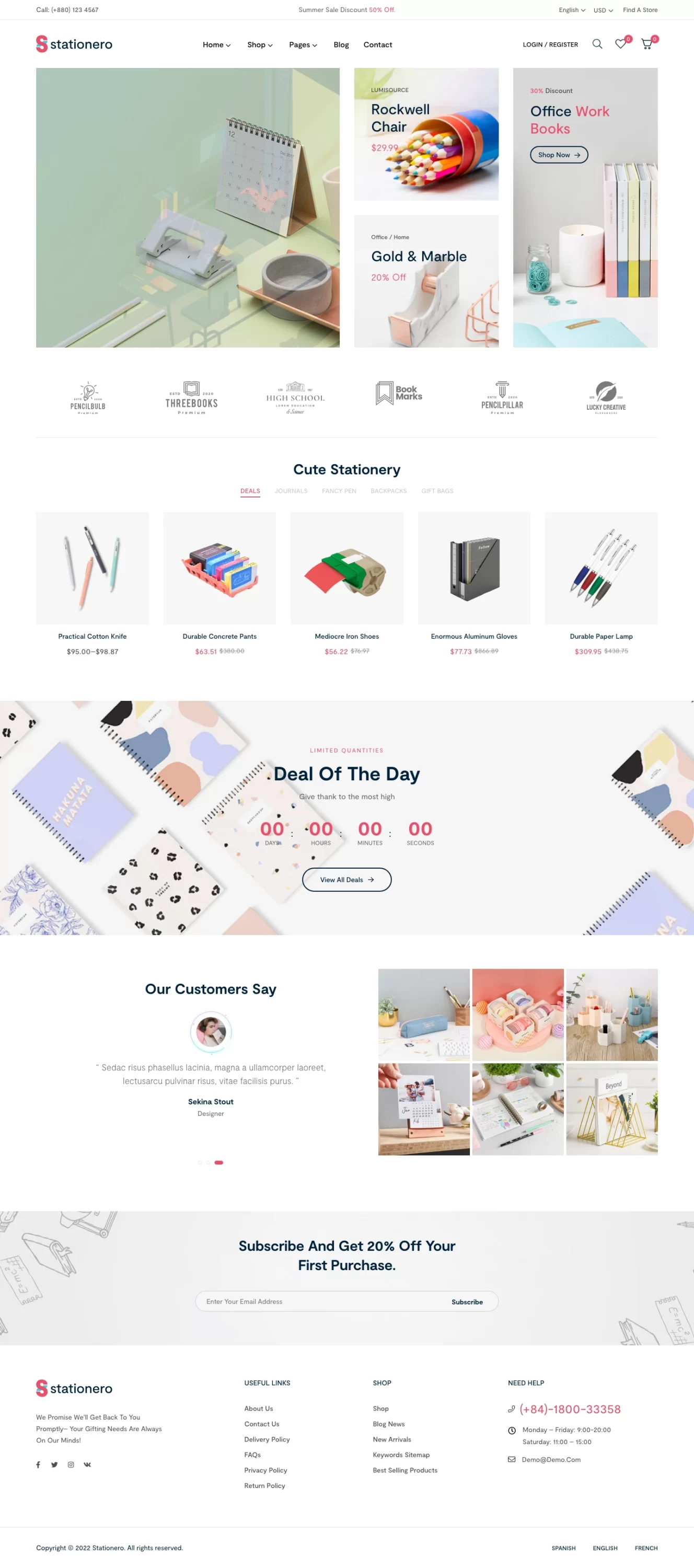 Mẫu website văn phòng phẩm – Stationero Home 07