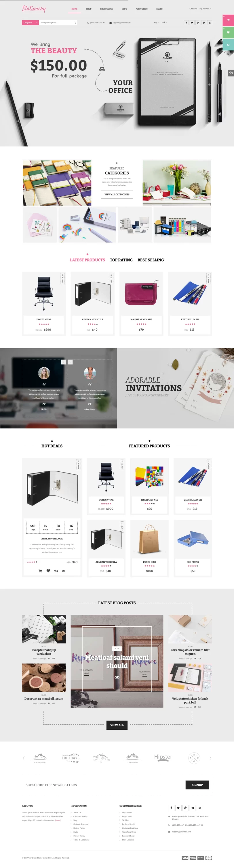 Mẫu website văn phòng phẩm – SW Stationery Home 01