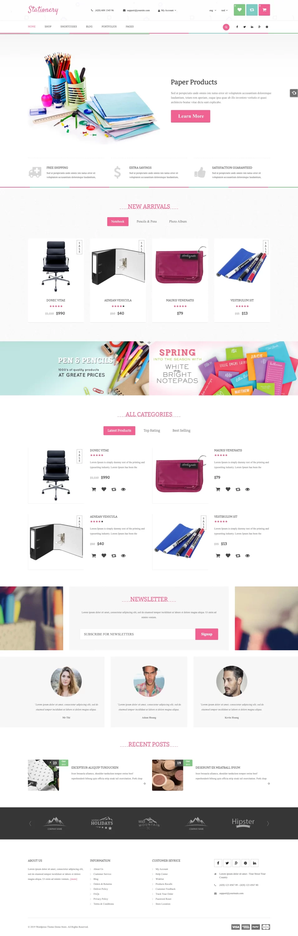 Mẫu website văn phòng phẩm – SW Stationery Home 02