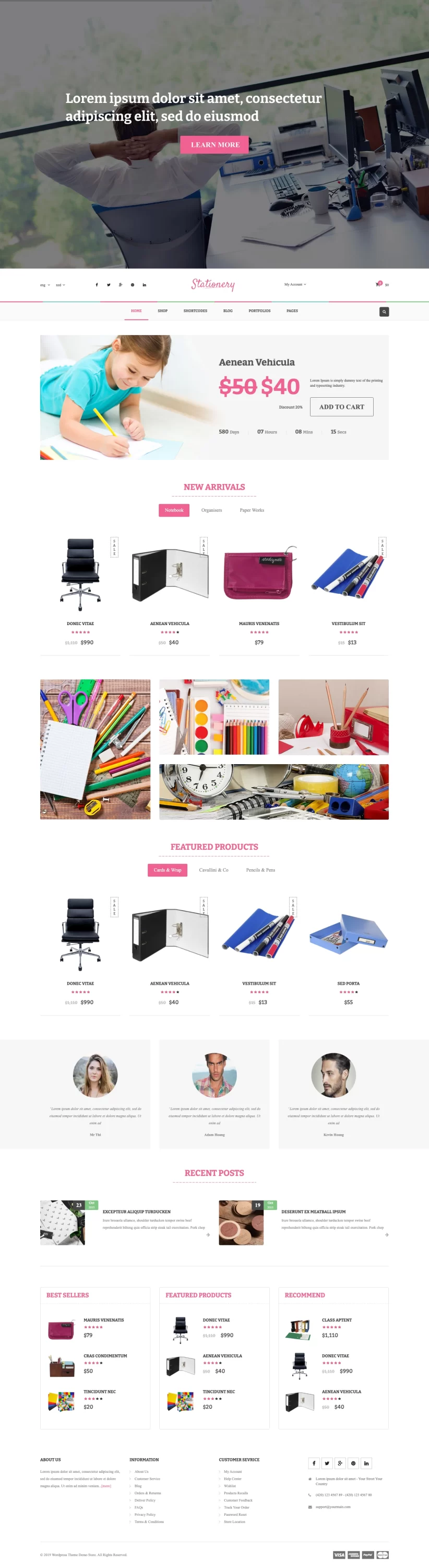 Mẫu website văn phòng phẩm – SW Stationery Home 03