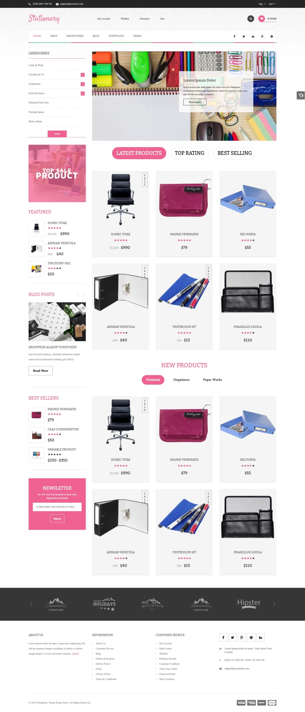 Mẫu website văn phòng phẩm – SW Stationery Home 04