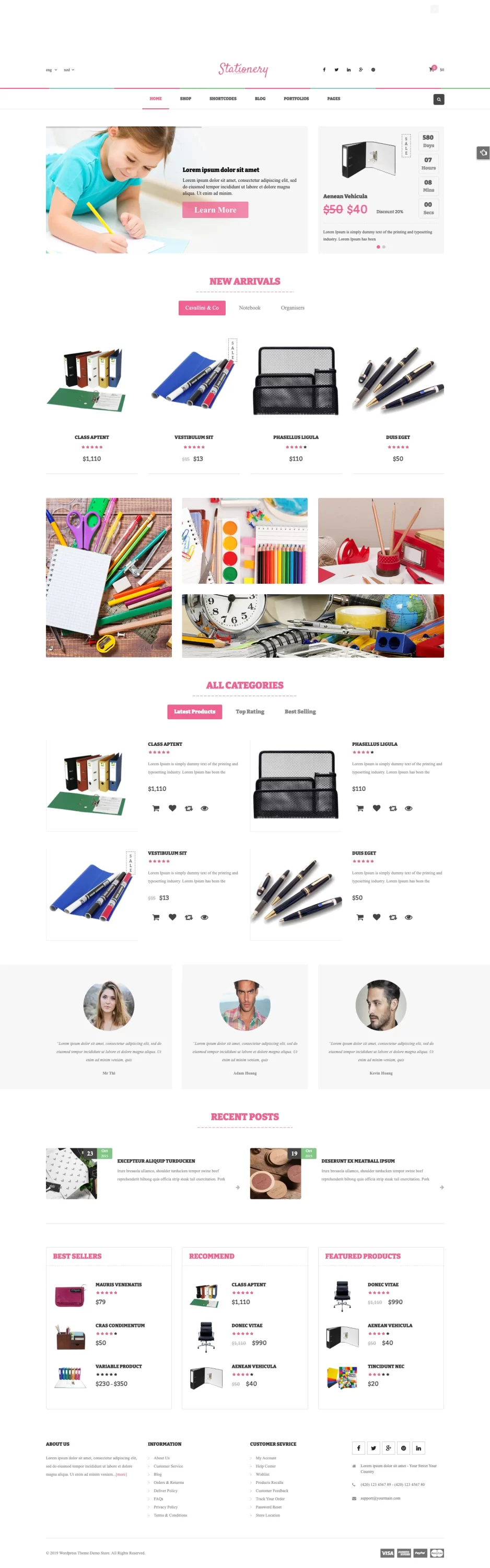 Mẫu website văn phòng phẩm – SW Stationery Home 05