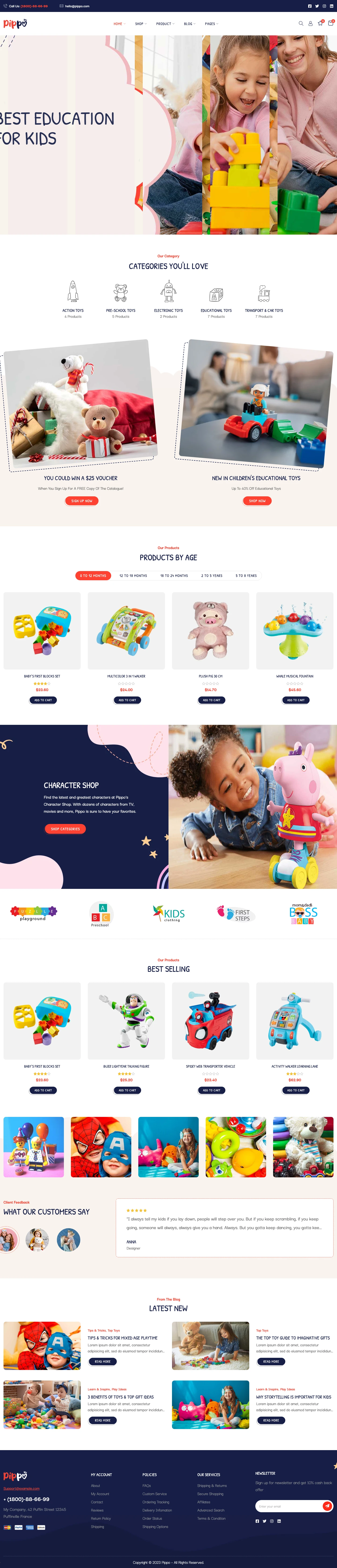 Mẫu website đồ chơi trẻ em – Pippo Đồ chơi 1